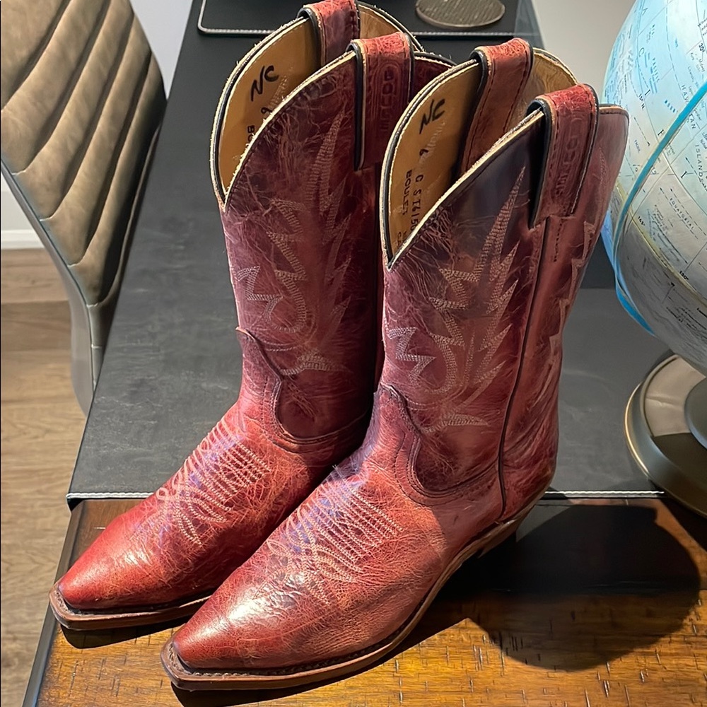 Women's Boulet Red Leather Western Heeled Boots